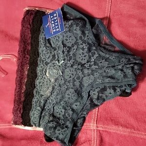3 Pack Simply Styled Medium Lace Midi Panties Green Black Purple New